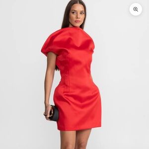 Chic One-Shoulder Red Dress